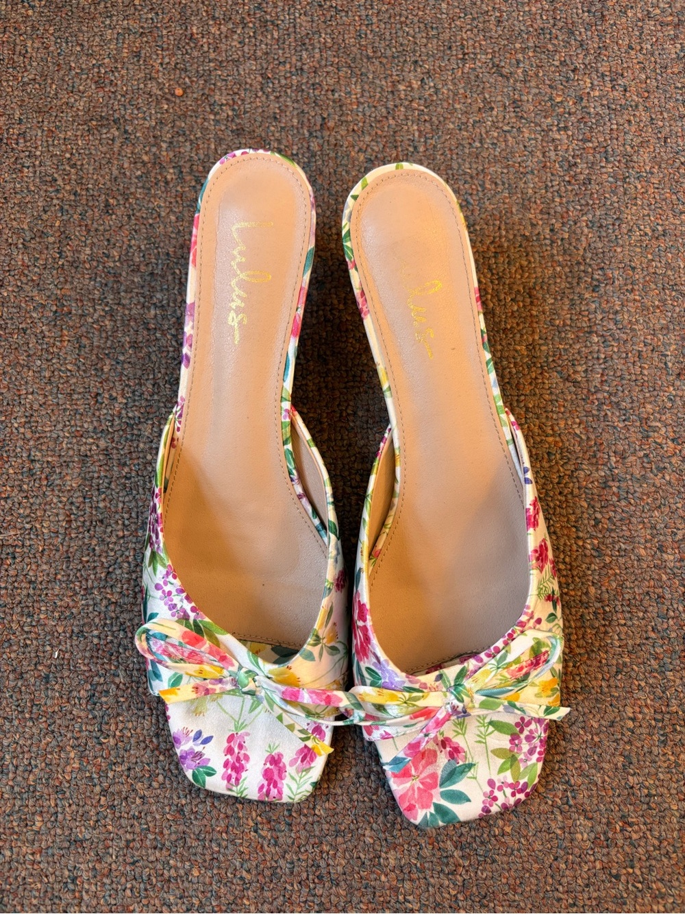 Floral Bow Slip-On Mules